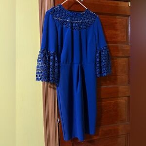 Chic Royal Blue Lace Sleeve Dress